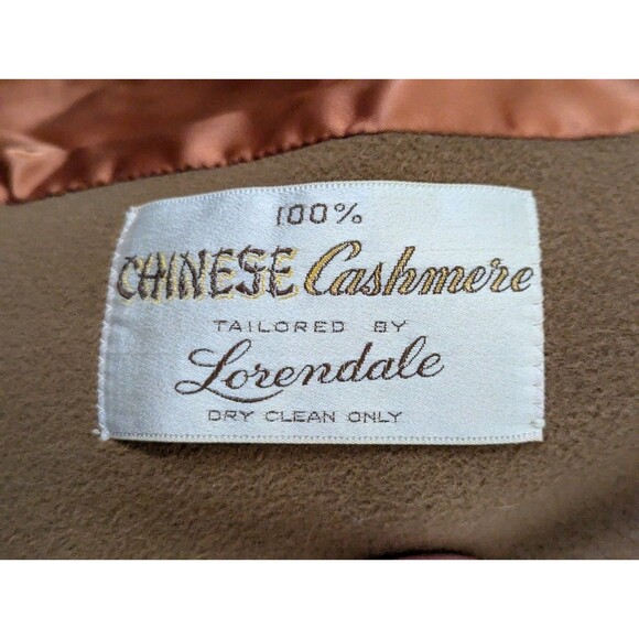 VTG 50s Chinese Cashmere Long Coat Fur Collar Womens XL Carmel Brown USA Made - Picture 13 of 14